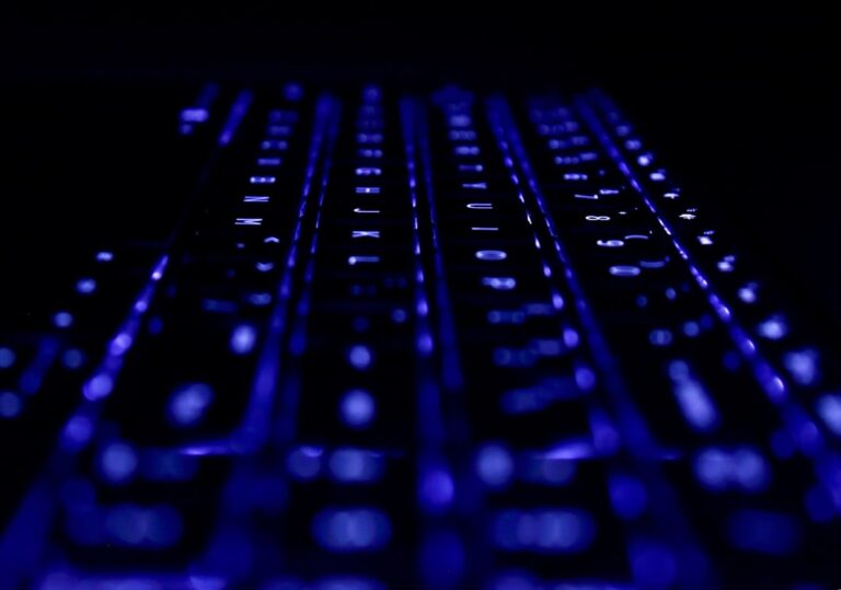 black and blue computer keyboard