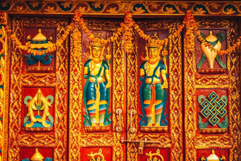 Getting Around Kathmandu: Public Transport Guide – Travel Guide to Kathmandu 16 blue and red wooden door
