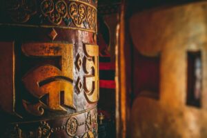 a close up of a door with a decorative design on it