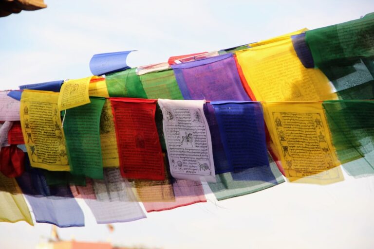 Top 10 Eco-Friendly Accommodations in Kathmandu β Travel Guide to Kathmandu 17 a bunch of colorful flags hanging from a line